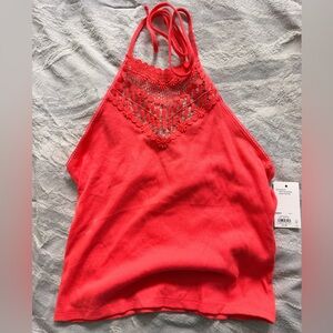 NWT Kohl's Vibrant Pink Lace Halter Top